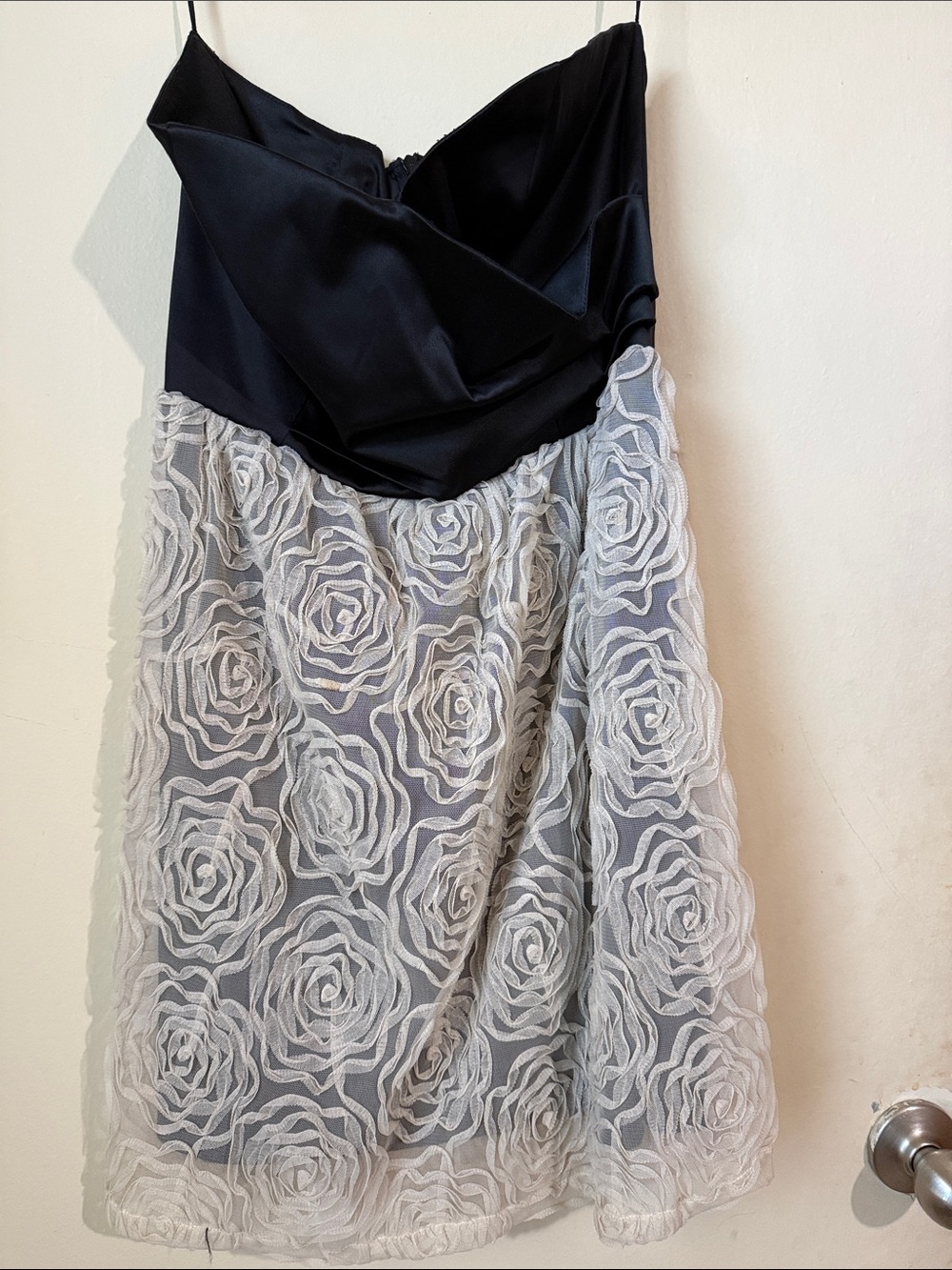 Judith March Black Satin strapless Evening Dress